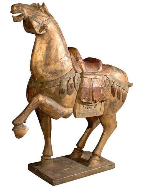 Fine Decoratively Carved Tang Horse | MAURICE CHANDELIER, INC.